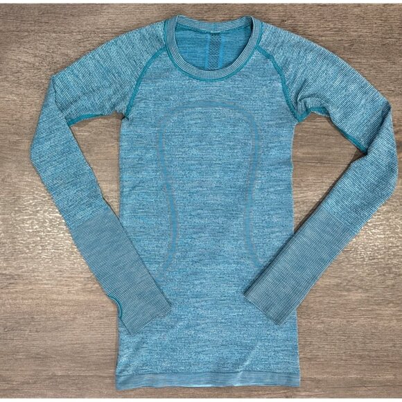 Lululemon Swiftly Tech Running Long Sleeve Crew Shirt Sz 2 Top Gym Heather Teal - Picture 1 of 4